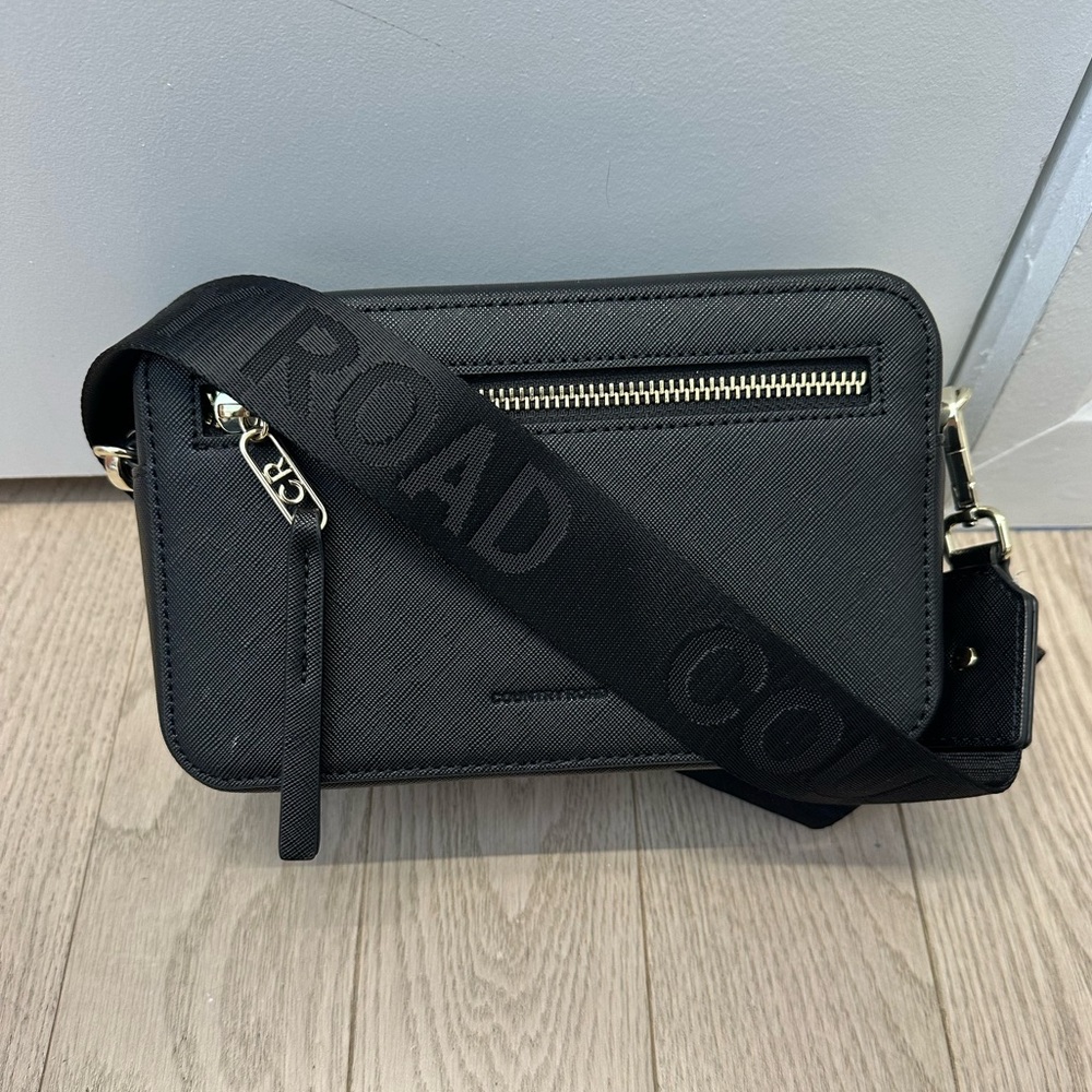 Black Crossbody Bag with Wide Strap